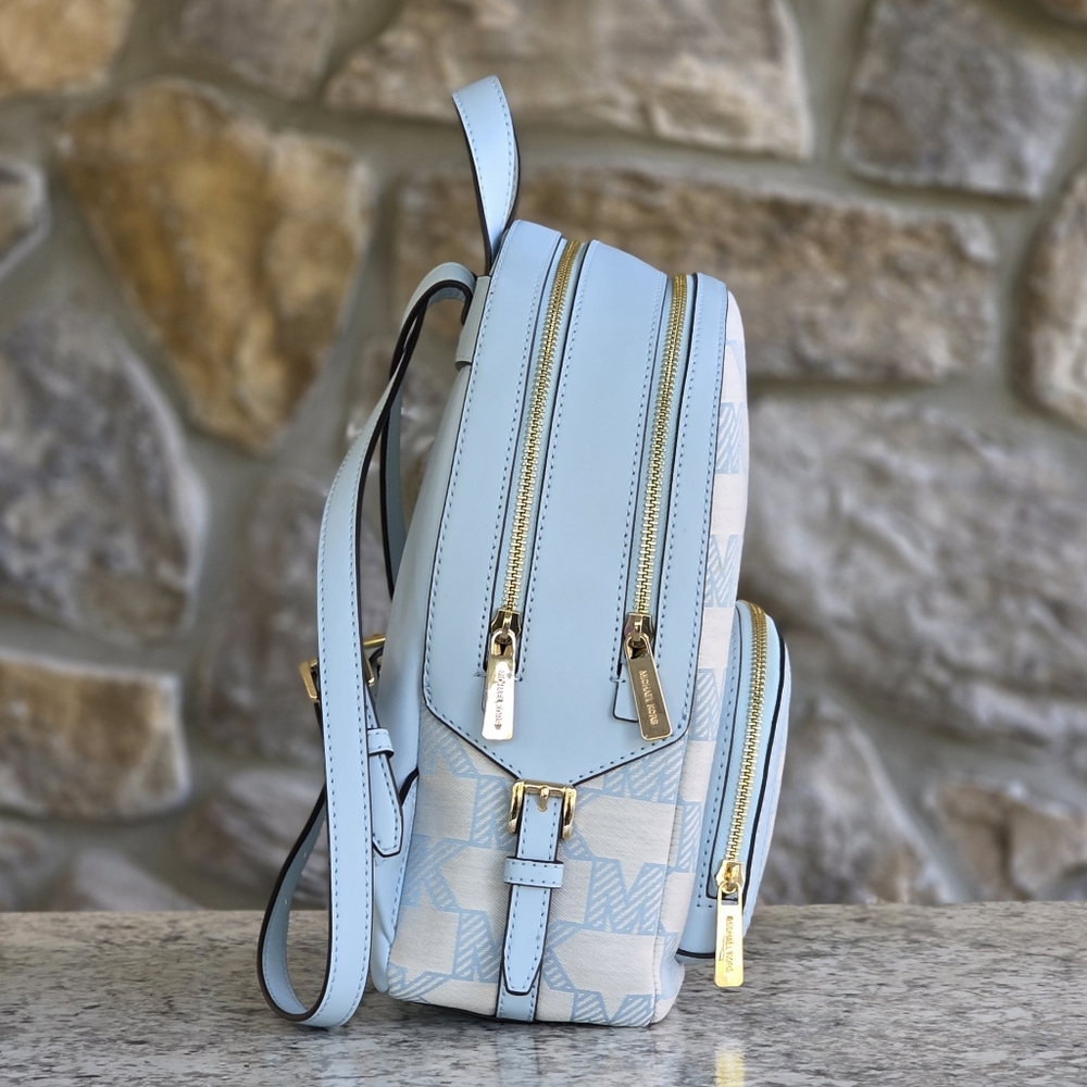 Michael Kors Jayce Logo Medium Blue Backpack - Picture 2 of 11